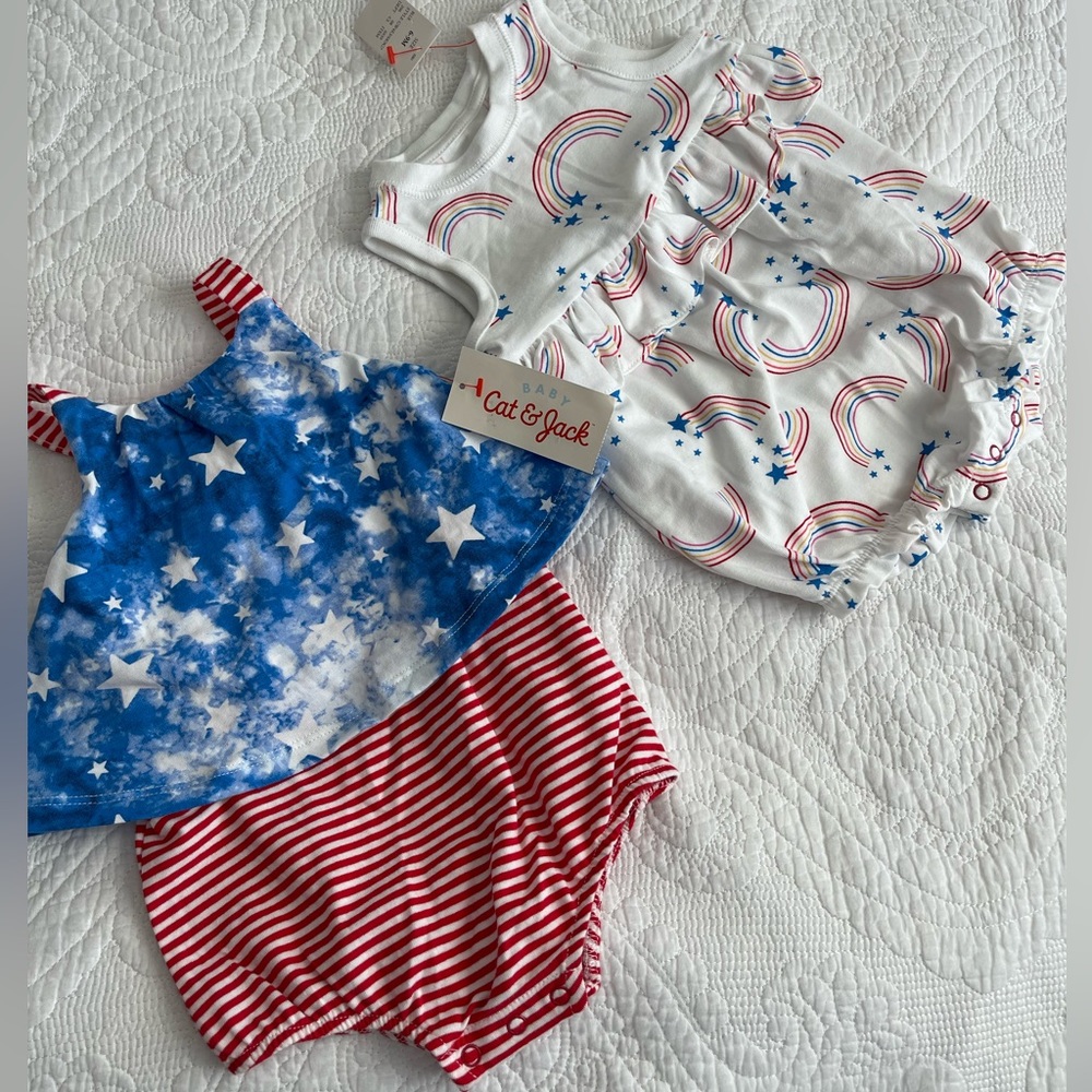 Cat & Jack Baby Girl 4th of July Romper Set in Size 6-9months